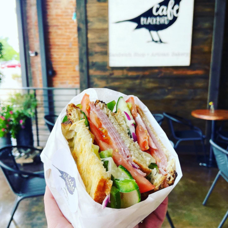 Healthy wrap sandwich from Cafe Blackbird in Denison, TX