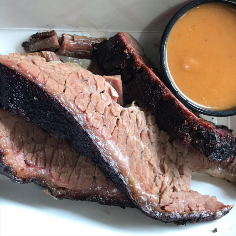 Sliced brisket at Hickory House Bar-B-Q in Denison, TX